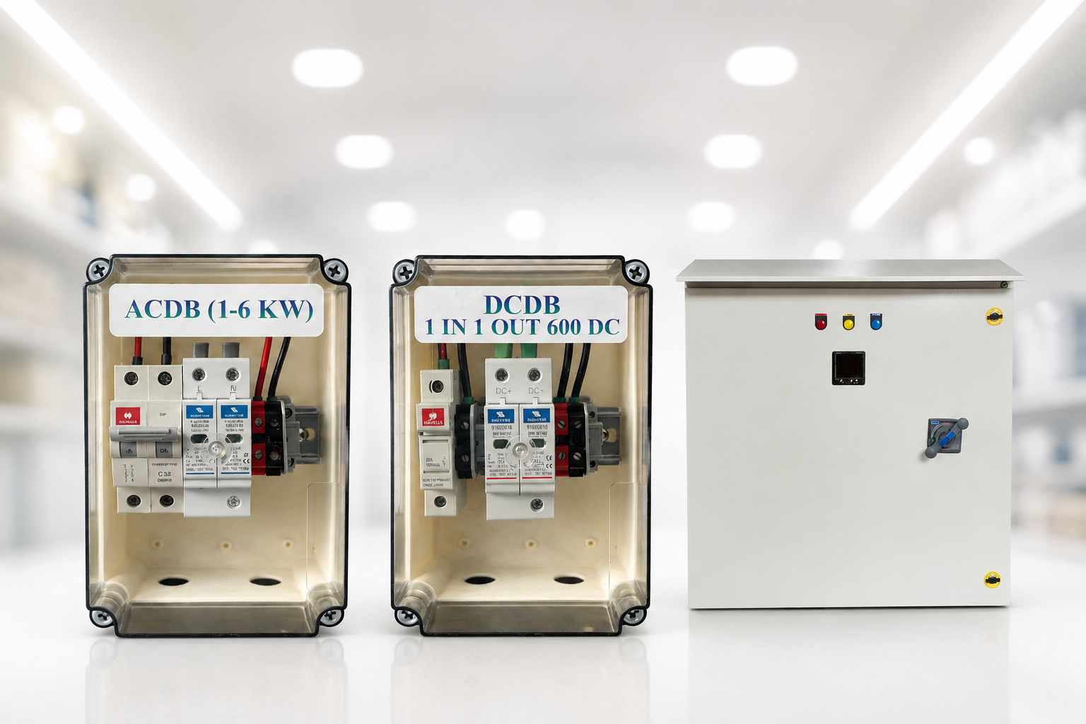 DCDB combiner panel with string fuses and surge protection